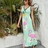 BAIKUTOUAN Pink Flamingos Women Sleeveless Maxi Dress Long Loose Funny view 2