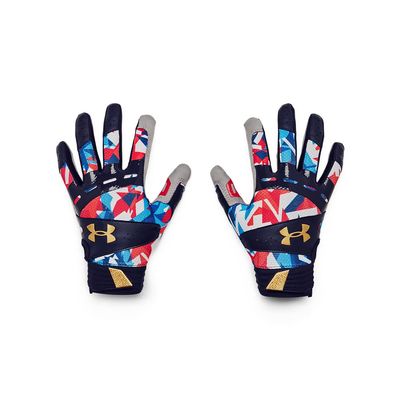 Under Armour Women's Motive Novelty Softball Gloves, (410) Midnight Navy/Red/Metallic Gold, Medium