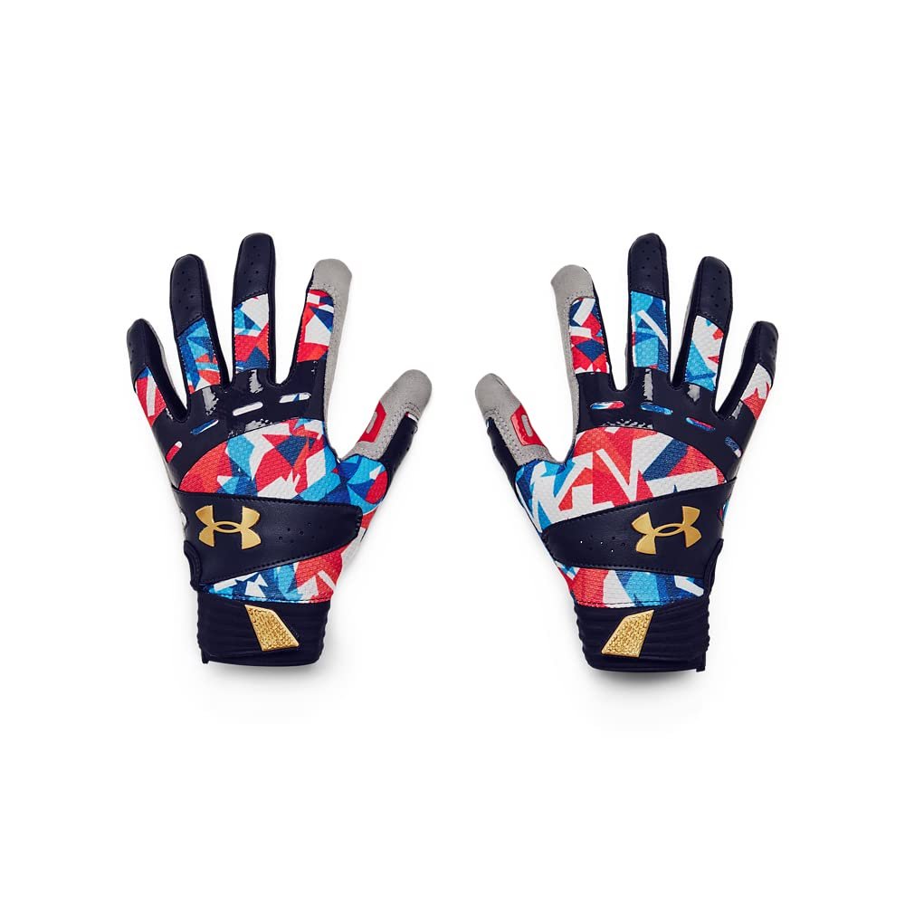 Under Armour Women's Motive Novelty Softball Gloves, (410) Midnight Navy/Red/Metallic Gold, Medium
