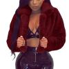 Women's Winter Faux Fur Long Sleeve Outerwear Crop Jacket Shaggy Fleece Teddy Coats Open Front Warm Short Cardigans view 1