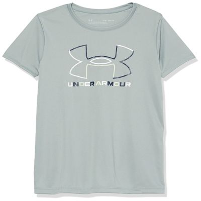 Under Armour Girls Tech Big Logo Short Sleeve T-ShirtDISC, (781) Opal Green / / Midnight Navy, Youth Large