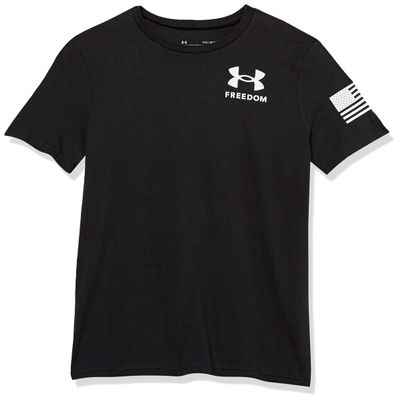 Under Armour Boys' New Freedom Flag T-Shirt, (002) Black / / White, Youth Medium