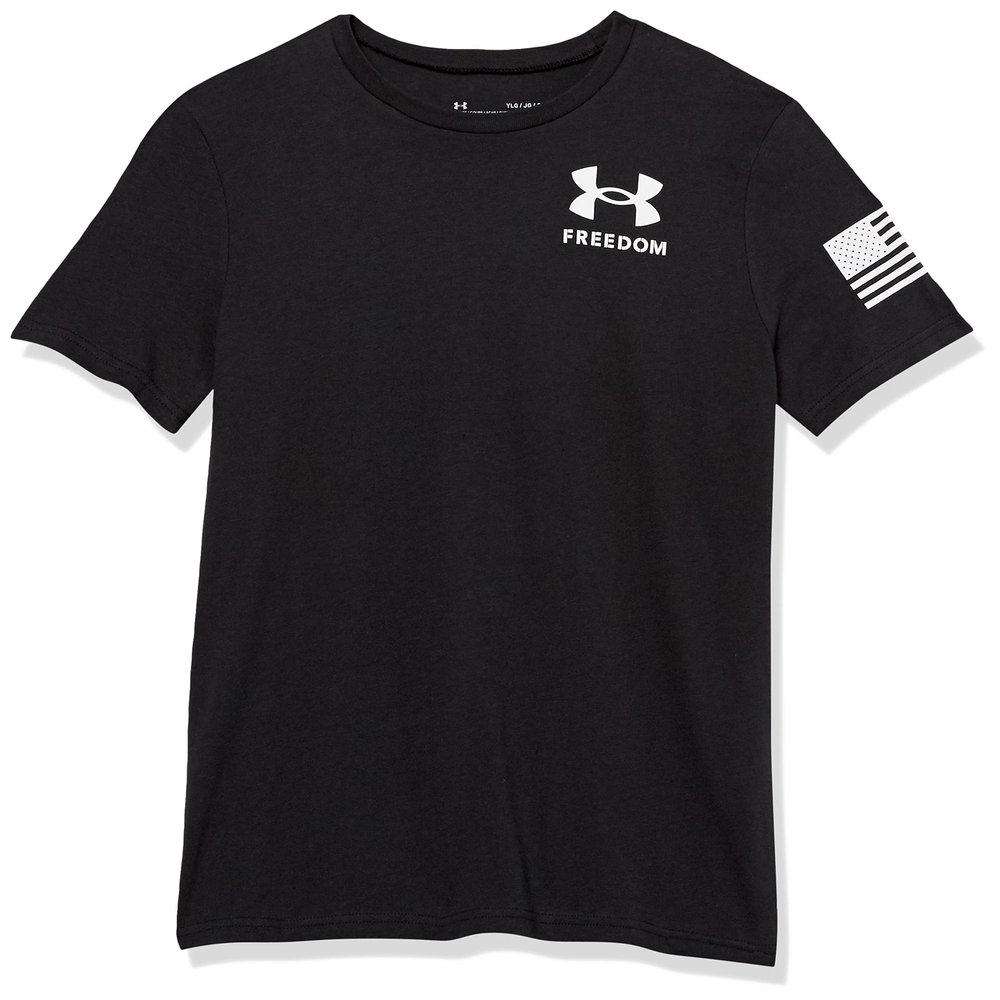 Under Armour Boys' New Freedom Flag T-Shirt, (002) Black / / White, Youth Medium