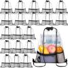 Riakrum 20 Pack Clear Drawstring Bags Bulk Stadium Approved Clear Drawstring Backpack for Sport Events Concerts Travel Beach view 1