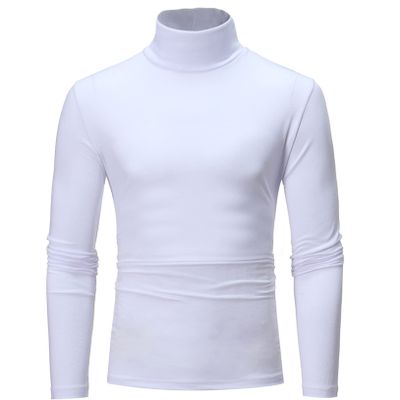 Freebily Thermal Underwear Tops for Men Turtleneck Long Sleeve Knitted Pullover Sim Fit Undershirt White XX-Large