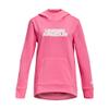 Under Armour Girls Armour Fleece Branded Hoodie, (640) Pink Punk / / White, Youth Large view 1