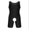 Alvivi Mens Sexy Wrestling Tank Top T-Shirt One Piece Backless Fitness Sports Workout Jumpsuit Black Medium view 3