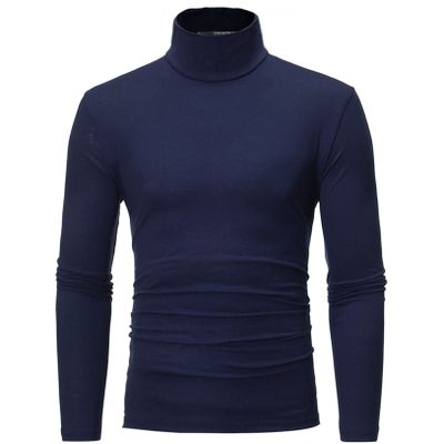 Freebily Thermal Underwear Tops for Men Turtleneck Long Sleeve Knitted Pullover Sim Fit Undershirt Royal Blue Small