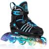 BOBICOM Adjustable Inline Skates with Full Light Up Wheels,Outdoor Illuminating Roller Skates for Kids and Adults, Girls and Boys, Men and Women, Blue M view 1
