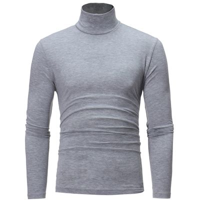 Freebily Thermal Underwear Tops for Men Turtleneck Long Sleeve Knitted Pullover Sim Fit Undershirt Gray Large