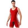 Alvivi Mens Sexy Wrestling Tank Top T-Shirt One Piece Backless Fitness Sports Workout Jumpsuit Red X-Large view 1
