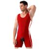 Alvivi Mens Sexy Wrestling Tank Top T-Shirt One Piece Backless Fitness Sports Workout Jumpsuit Red X-Large view 2