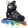BOBICOM Adjustable Inline Skates with Full Light Up Wheels,Outdoor Illuminating Roller Skates for Kids and Adults, Girls and Boys, Men and Women, Black XL view 1