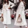 tuduoms Trench Coats Women Vintage Wool Blend Belted Long Wrap Coats Winter Shawl Collar Warm Maxi Pea Coat Outwear Overcoat view 3