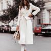tuduoms Trench Coats Women Vintage Wool Blend Belted Long Wrap Coats Winter Shawl Collar Warm Maxi Pea Coat Outwear Overcoat view 4