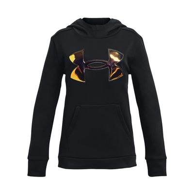 Under Armour Girls ArmourFleece Iridescent Big Logo Hoodie, (001) Black / / Iridescent, Youth Medium