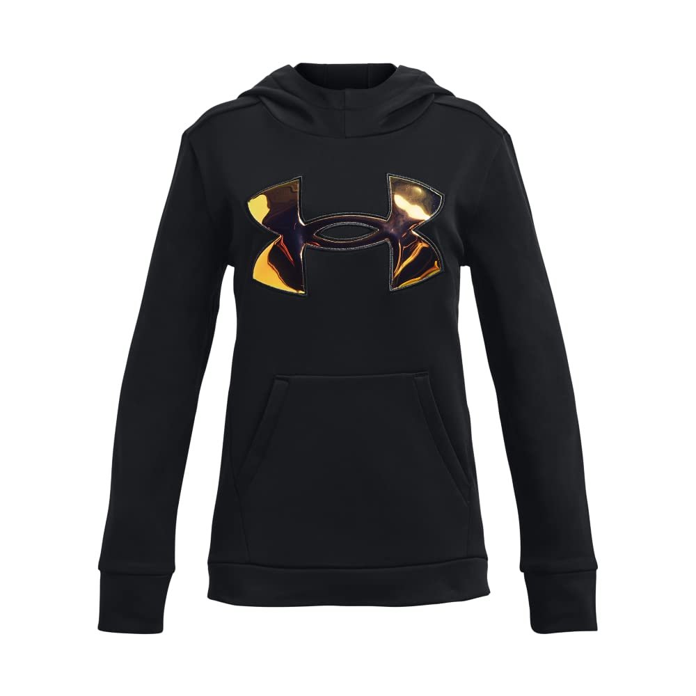 Under Armour Girls ArmourFleece Iridescent Big Logo Hoodie, (001) Black / / Iridescent, Youth Medium