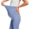 JOYSPELS Smooth Feeling Maternity Leggings Over The Belly with Pockets Workout Pregnancy Leggings Light Blue view 4