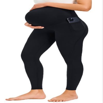 JOYSPELS Smooth Feeling Maternity Leggings Over The Belly with Pockets Workout Pregnancy Leggings Black
