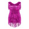 Aislor Women Latin Dance Dress Sequin Tassel Fringe Flapper Dress Tango Ballroom Dancing Costume Rose Medium view 4