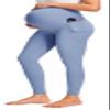JOYSPELS Smooth Feeling Maternity Leggings Over The Belly with Pockets Workout Pregnancy Leggings Light Blue view 1