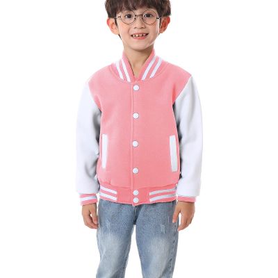 BAICAIYU Kids Varsity Baseball Jackets Boys Girls Fit Varsity Jacket Warm Combed Cotton Fleece Jackets (Pink,13Years,13 Years)