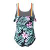 YONGHS Kids Girls Cute Swimsuit Floral Bikini Romper Strapped Ruffle Swimwear One Piece Bathing Suit Green Lily 4 Years view 2