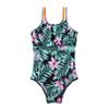 YONGHS Kids Girls Cute Swimsuit Floral Bikini Romper Strapped Ruffle Swimwear One Piece Bathing Suit Green Lily 4 Years view 3