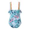 YONGHS Kids Girls Cute Swimsuit Floral Bikini Romper Strapped Ruffle Swimwear One Piece Bathing Suit Green Palm Leaf 4 Years view 2