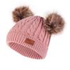 Kids Girls Winter Hat Wool Knitted Beanie with Double Pom Pom Cap Ski Snowboard Hats Bobble Pom-pom Beanie (Dark Pink(Brown Ball),one Size) view 1