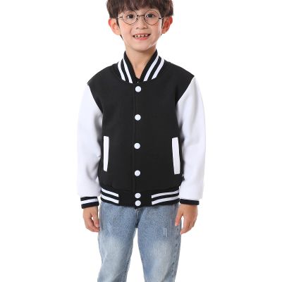 BAICAIYU Kids Varsity Baseball Jackets Boys Girls Fit Varsity Jacket Warm Combed Cotton Fleece Coats (Black,10Years,10 Years)