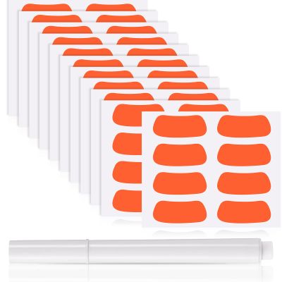 Sumind 48 Pairs Eye Strips Sports Eye Stickers Breathable Strips with 1 White Pencil for Baseball Football Softball Fans on Game Day (Orange)