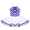 ACSUSS Kids Girls Christmas Party Dance Striped Leotard Camisole Tops Tutu Skirts Ballet Performance Costume Blue 12 Years view 3