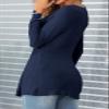 Tankaneo Womens V-Neck Front Knotted Blouse Shirt Long Sleeve Elegant Casual T-Shirt Solid Color Pullover Tops view 3