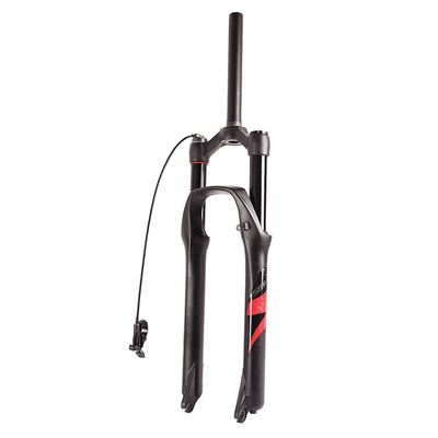 Jejy Remote Lockout Mountain Bike 26/27.5/29 Inch Air Forks, MTB Bicycle Pressure Front Fork Magnesium Alloy QR 9mm Quick Release (Color : Red Label, Size : 27.5)