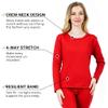 HEROBIKER Women's Thermal Underwear Set Ultra Soft Top & Bottom Base layer Long Johns Winer Warm with Fleece Lined (X-Small, Red) view 2