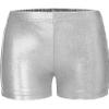 Loyan Big Girls Junior Stretch Shiny Metallic Boy-Cut Shorts for Sparkle Dance Tumbling Athletic Gymnastics Sports Swim Silver 11-12 Years view 1