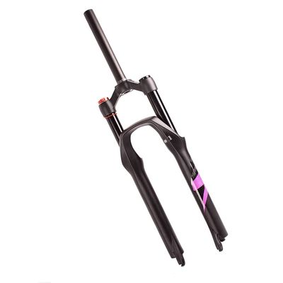 Jejy Manual Lockout Straight 26/27.5/29 Inch MTB Front Fork, Bike Disc Brake Threadless Steerer Suspension Forks Black Outdoor (Color : Rose red Label, Size : 29)