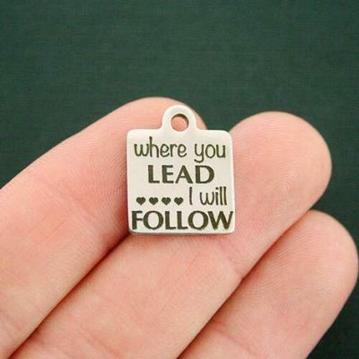 1 Charms Where You Lead Stainless Steel Charm - I Will Follow