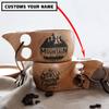 Outdoor Adventure Mountain Personalized Portable Kuksa Wood Camp Mug - 100% Natural Wooden Cup with Carabiner, Custom Name Camping Wooden Mug & Bushcraft Cup view 2