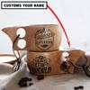 Never Stop Exploring Personalized Portable Kuksa Wood Camp Mug - 100% Natural Wooden Cup with Carabiner, Custom Name Camping Wooden Mug & Bushcraft Cup view 2