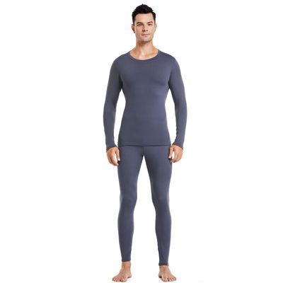 PISIQI Thermal Underwear Men Long Johns Set Ultra-Soft with Fleece Lined Base Layer Winter Skiing Warm Top & Bottom Dark Gray