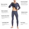 PISIQI Thermal Underwear Men Long Johns Set Ultra-Soft with Fleece Lined Base Layer Winter Skiing Warm Top & Bottom Dark Gray view 2
