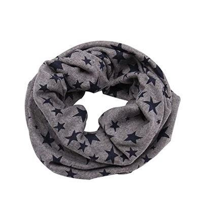 FJZAD Casual Boys and Girls Winter Warm Cotton Scarf Kids Unisex Scarf Scarf Star Print (Color : Gray)