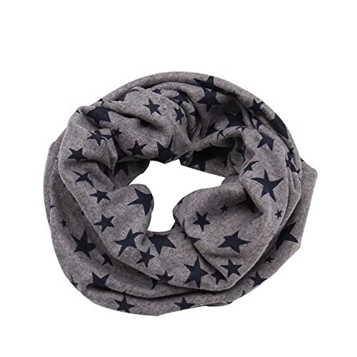 FJZAD Casual Boys and Girls Winter Warm Cotton Scarf Kids Unisex Scarf Scarf Star Print (Color : Gray)