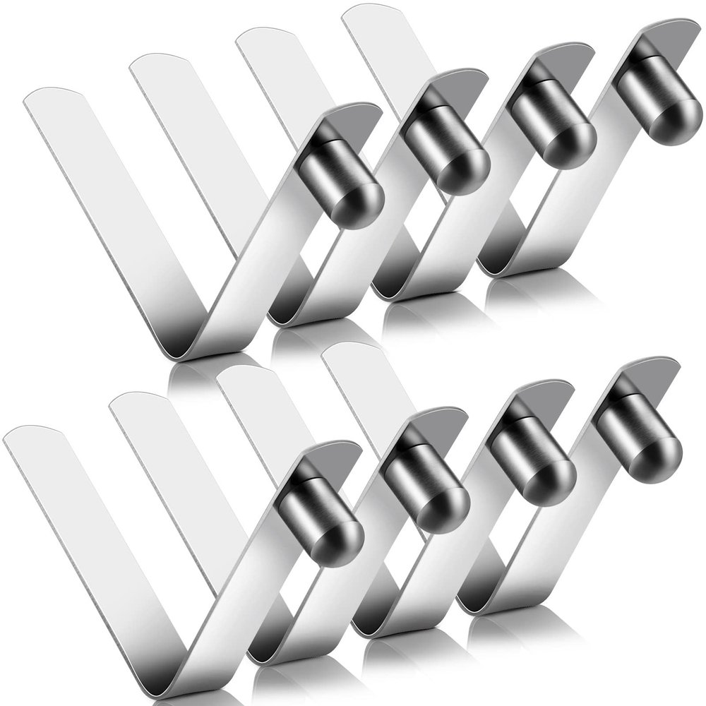 Moxweyeni 8 Pieces Push Button Spring Clips Tent Pole Clips Stainless Steel Kayak Paddle Spring Snap Fasteners Locking Tube Pin for Camping Kayak Paddle Tent Pole(Silver,8mm)