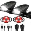 2 Pack Bike Lights Set with Horn 1400LM USB Rechargeable Bicycle Headlight & Tail Light & Horn Waterproof 3 Lighting Modes Fits Various Bicycles for Road and MountainBlack+Black view 1