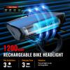 2 Pack Bike Lights Set with Horn 1400LM USB Rechargeable Bicycle Headlight & Tail Light & Horn Waterproof 3 Lighting Modes Fits Various Bicycles for Road and MountainBlack+Black view 4