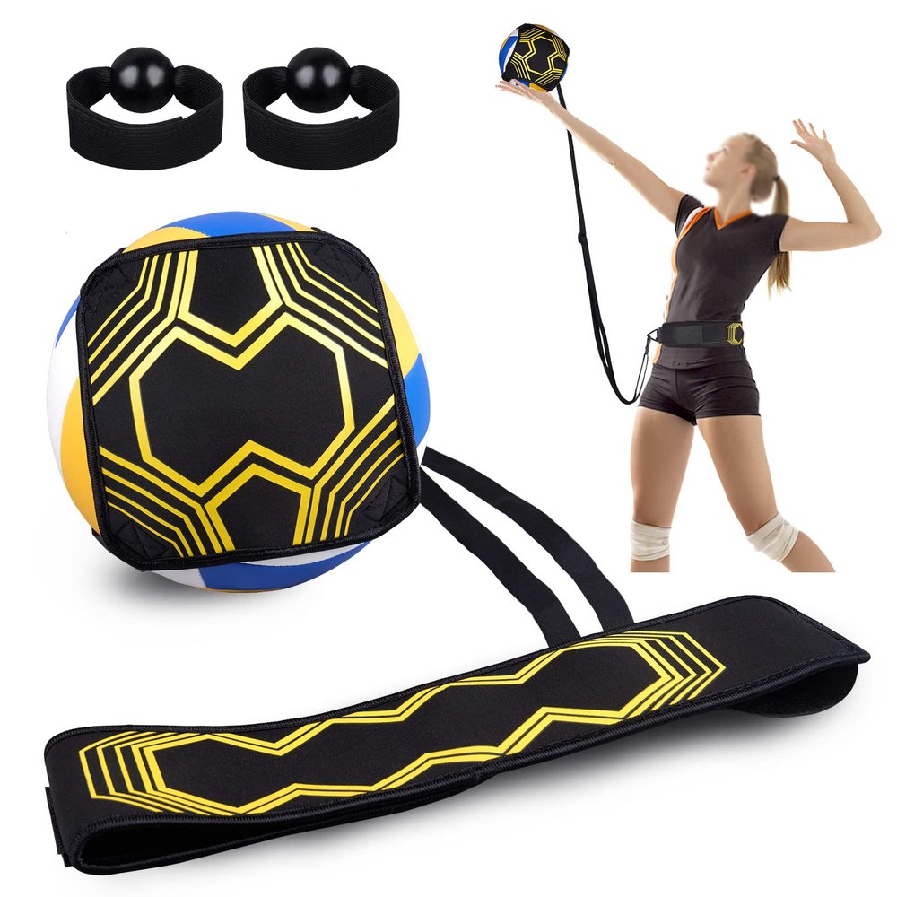 Cnuimb Volleyball Training Equipment Aid, Volleyball Practice Equipment, Solo Soccer Trainer for Practicing Serve, Setting, Spiking and Arm Swing Returns Ball After Every Swing, Beginner & Pro Gift