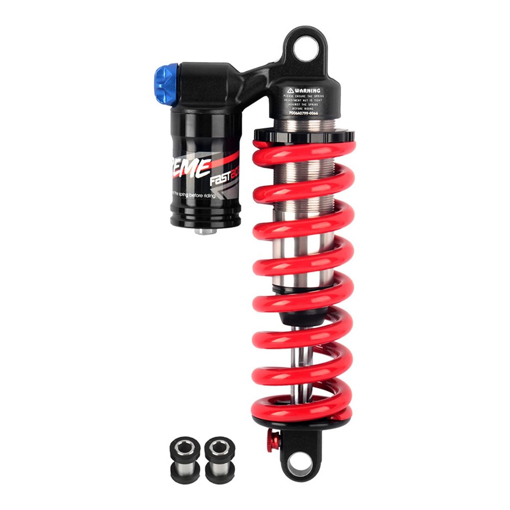 JFOYH Adjustable Oil+Coil Spring Rear Shock Suspension, Shock Absorbers For Downhill MTB Bike/E-bike, 190mm X 550lbs - Red